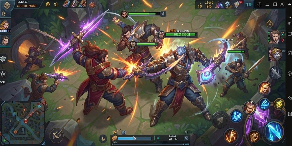 Tampilan gameplay seru <strong>234E</strong> dalam mode pertarungan MOBA.