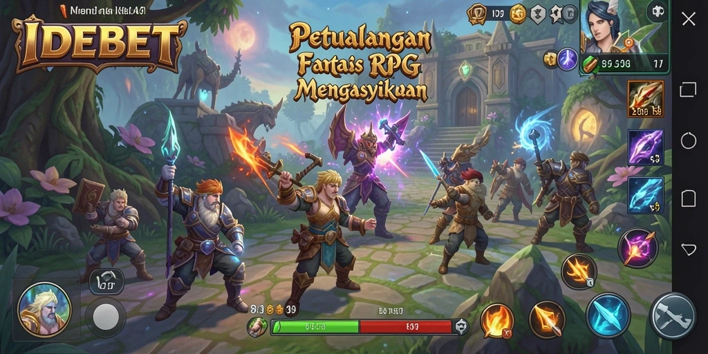 Screenshot gameplay RPG IDEBET menampilkan petualangan fantastis yang menakjubkan.