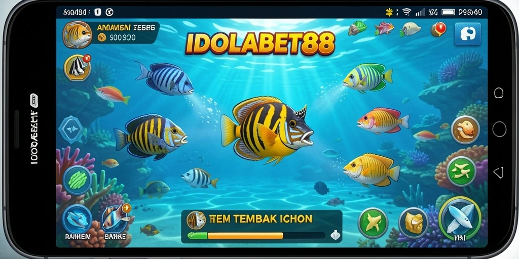 Screenshot IDOLABET88 menampilkan aksi seru saat menembak ikan.
