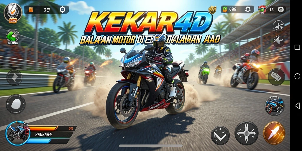 Tampilan gameplay balapan motor yang mendebarkan dan realistis.