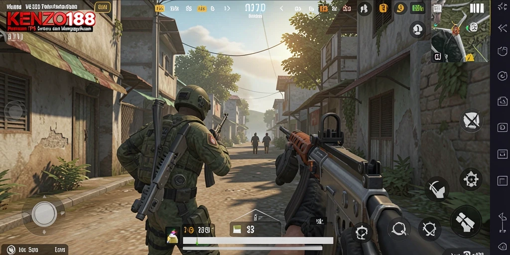 Screenshot gameplay <strong>KENZO188</strong> yang menampilkan aksi menegangkan dalam TPS.