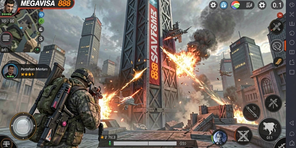 Gameplay menegangkan dari MEGAVISA88 dengan strategi Tower Defense.