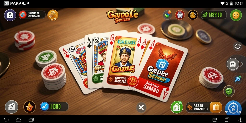 Tampilan utama gameplay Gaple PAKARJP yang menyenangkan.
