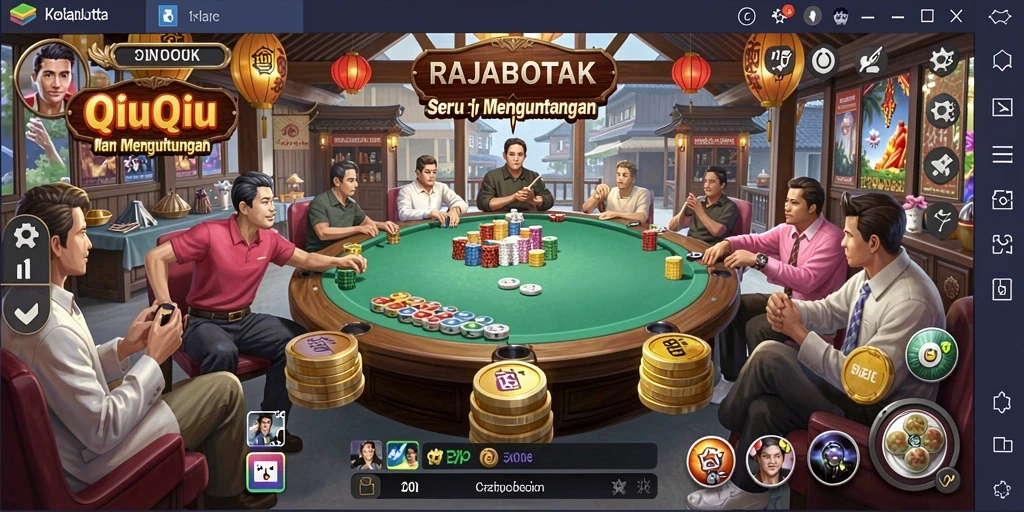 Screenshot RAJABOTAK menampilkan gameplay QiuQiu yang seru dan kompetitif.